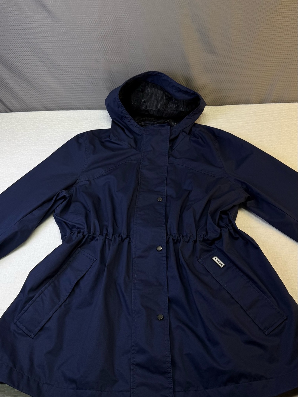 Hunter Navy Hooded Rain Coat Blue Size XXL
